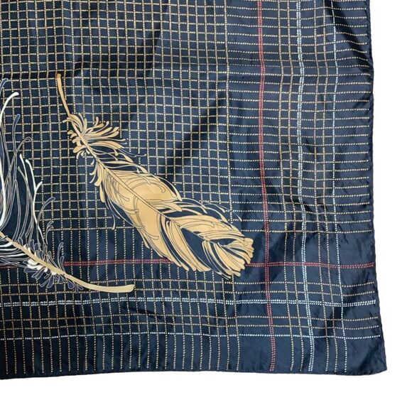 VINTAGE feathers black square scarf - Picture 5 of 7